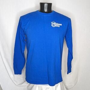 Fruit of the Loom Men's Long Sleeve T-Shirt Large Blue 100% Cotton Graphic Tee